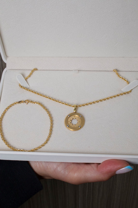 Juego Cordón San Francisco Caballero — Oro Italiano 18k